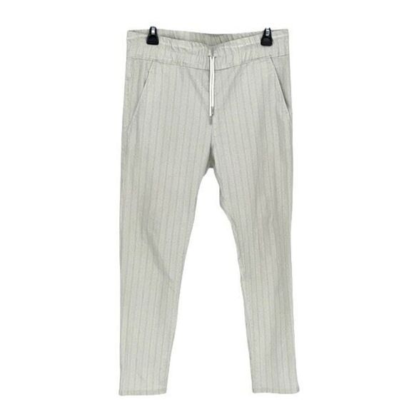 Bevy Flog Womens Shely Stripe Drawstring Metallic Skinny Casual Pants White Size - Picture 2 of 12